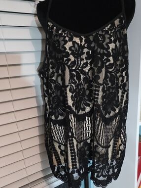 Shein Black Lace Overlay Tank Top - Women's Stylish Layering Piece OXL